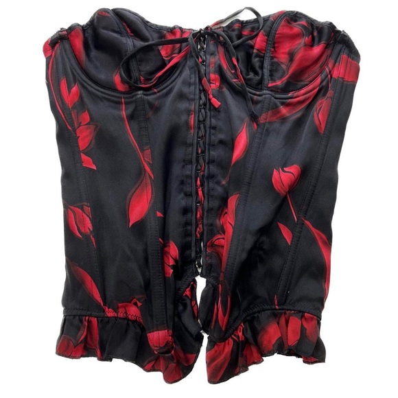 VTG 90S 100% SILK FLORAL PRINT CORSET - Picture 1 of 5